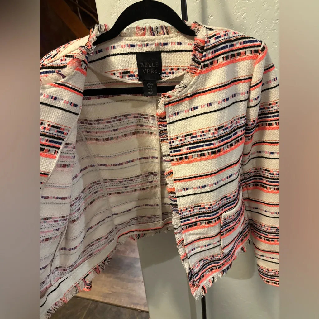 [Anthro] Belle Vere Tweed Fringe Open Blazer Sz M NWOT - Image 6