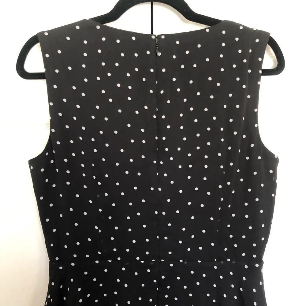 Tahari Black and White Polka Dot Sleeveless Lined Dress Size 8 - Image 6