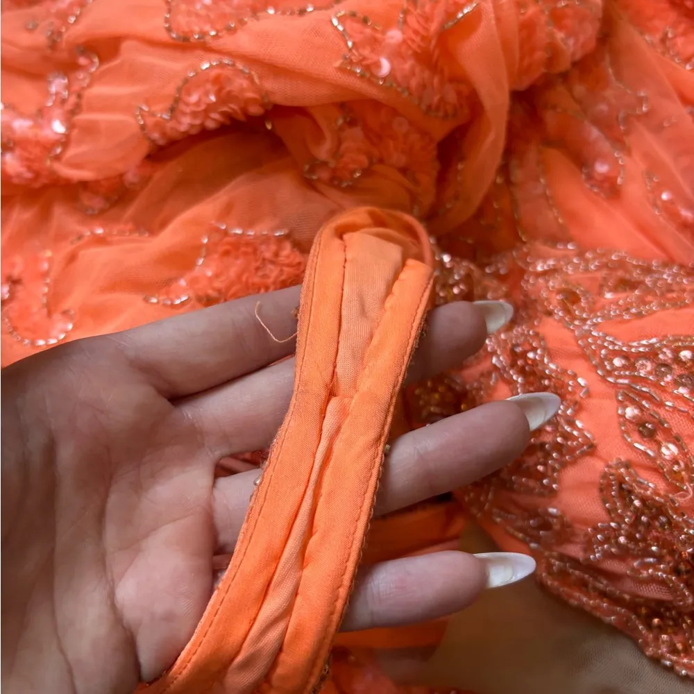 Amara Orange Beaded Dress Size 6 - Image 11