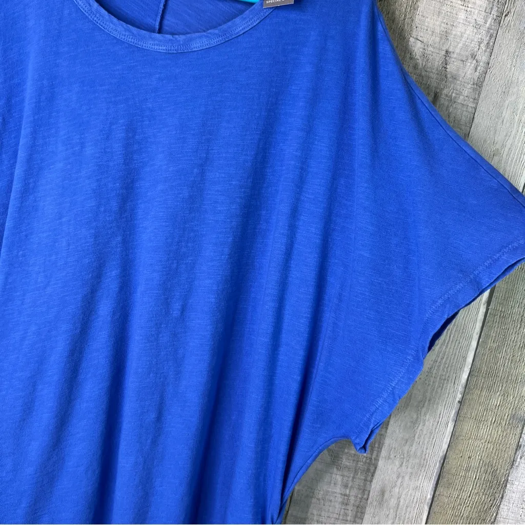 Lane Bryant Size 26/28 Crewneck Dolman Sleeve Ruched Sides Blue Tunic Shirt Top - Image 3