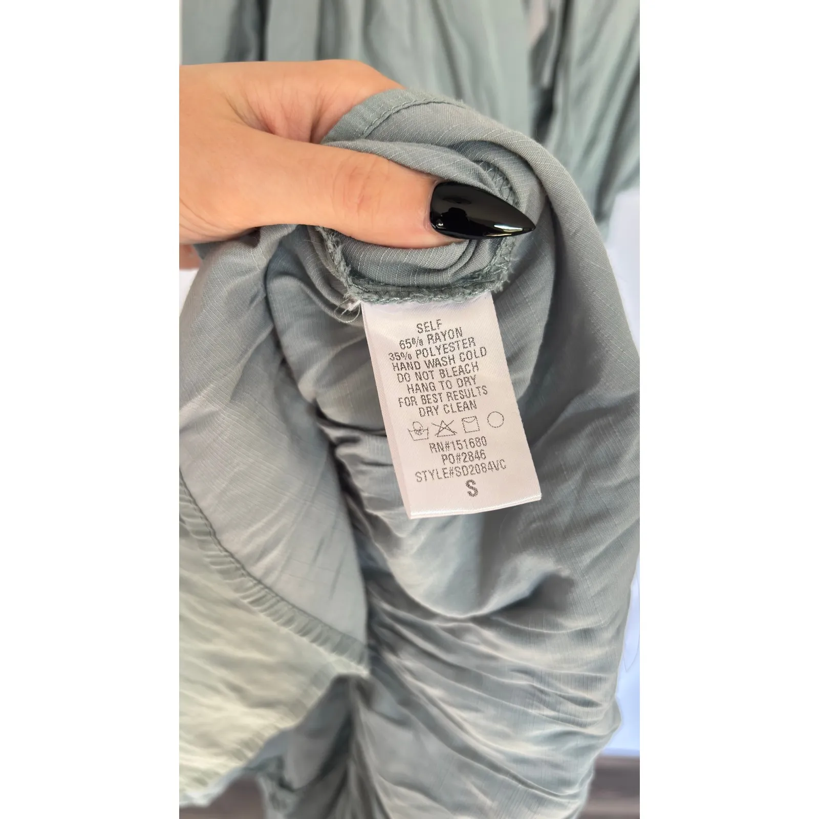 STORIA Sage Green Flutter Sleeve Maxi Dress Tie Waist Tiered Ruffle Size S - Image 8