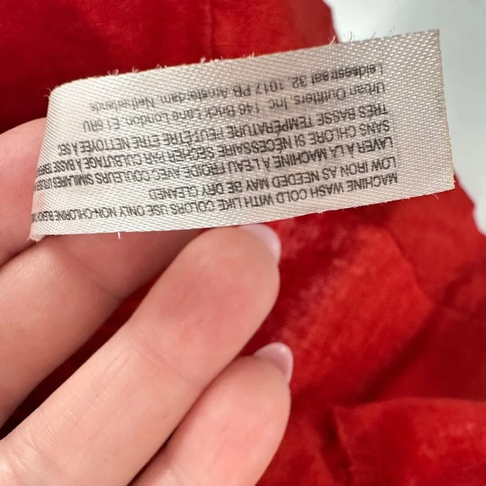 Free‎ People Red Linen Blend Mini Skirt Drawstring Waist Pockets Casual Summer - Image 5