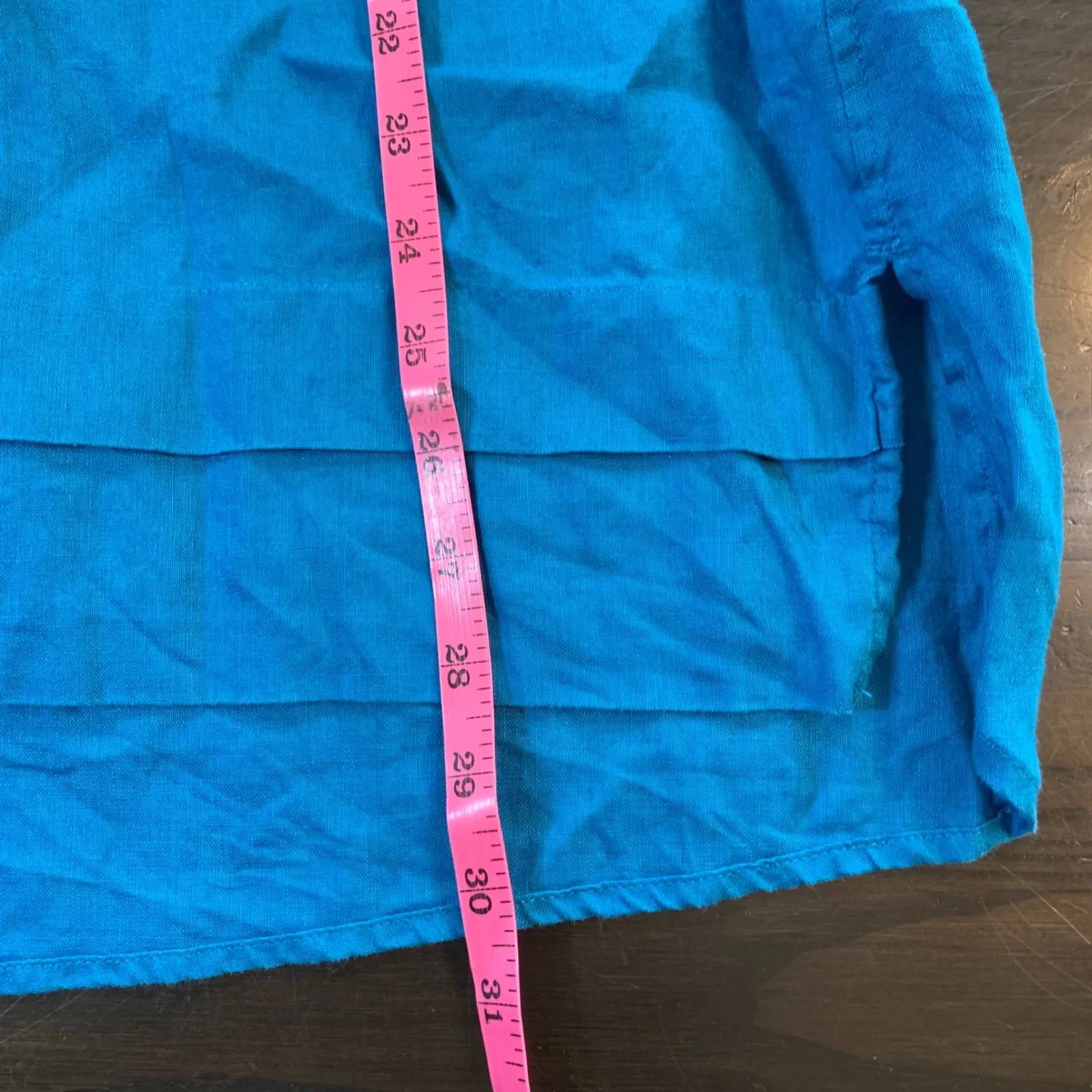 J.Jill Love Linen Top Teal Blue Collared Button Down 3/4 Sleeve Womens L Coastal - Image 9