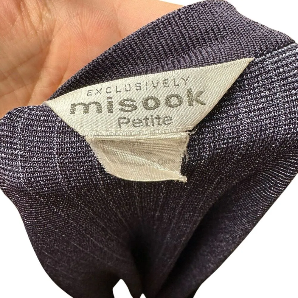 Exclusively Misook Petites Medium Navy Blue Stretch Knit Pinstripe Open Cardigan - Image 7