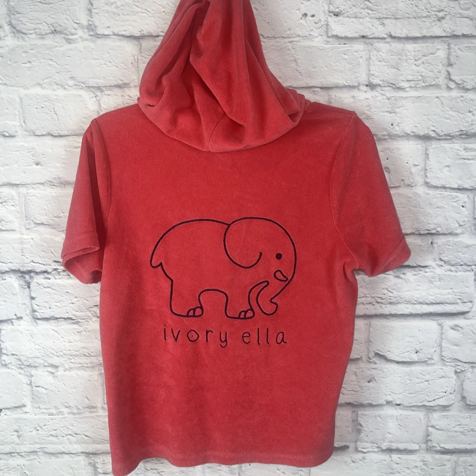 Ivory Ella Women's Short Sleeve Terry Cloth Hooded Lounge Top Size Large - Image 7