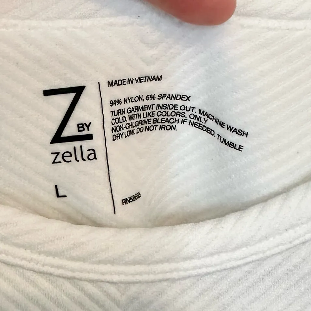 Z by Zella White Ribbed Cropped Tank Top - Size: Large - Image 2