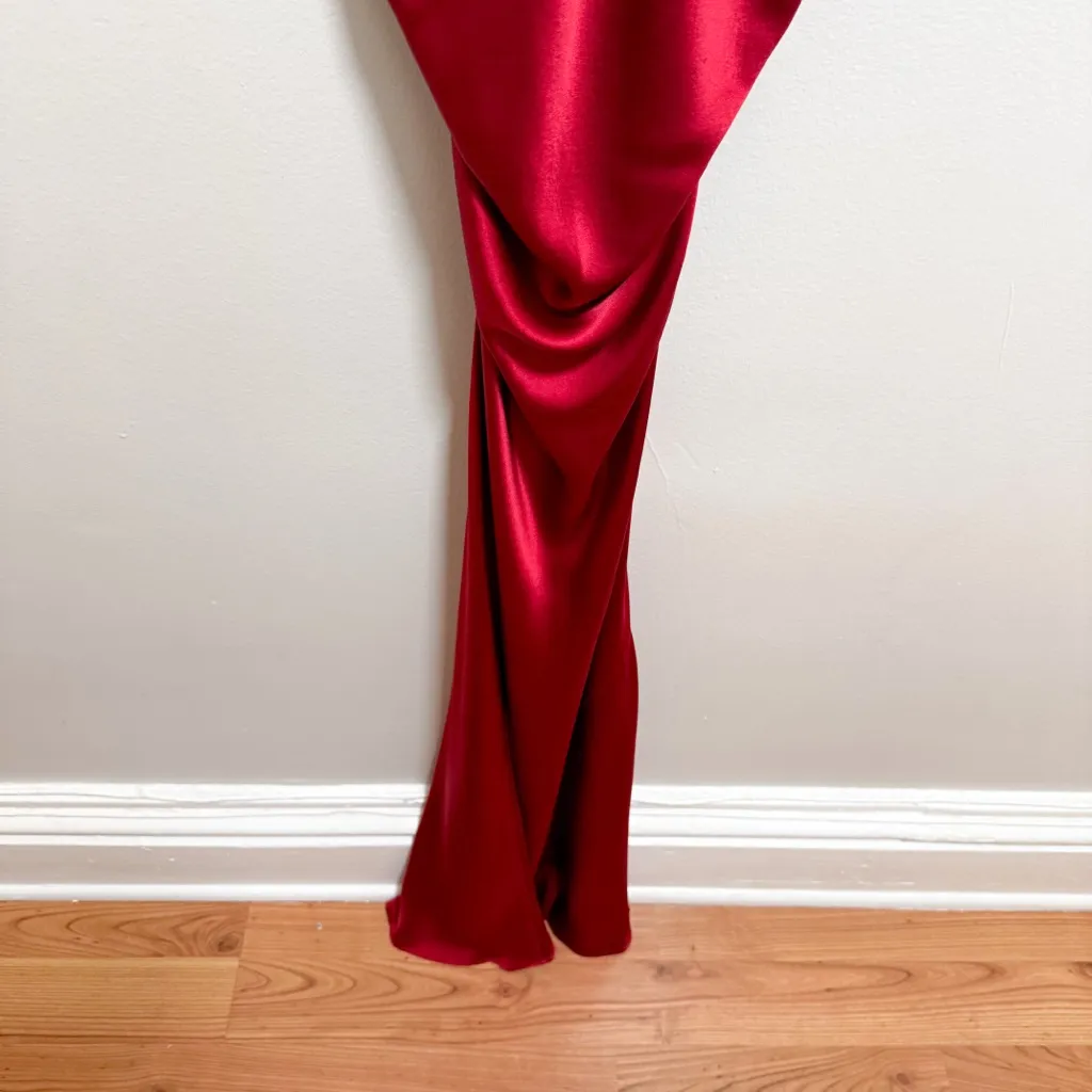 Reformation Cassette high neck cowl silk red dress sangre red NWT Size 6 formal - Image 5