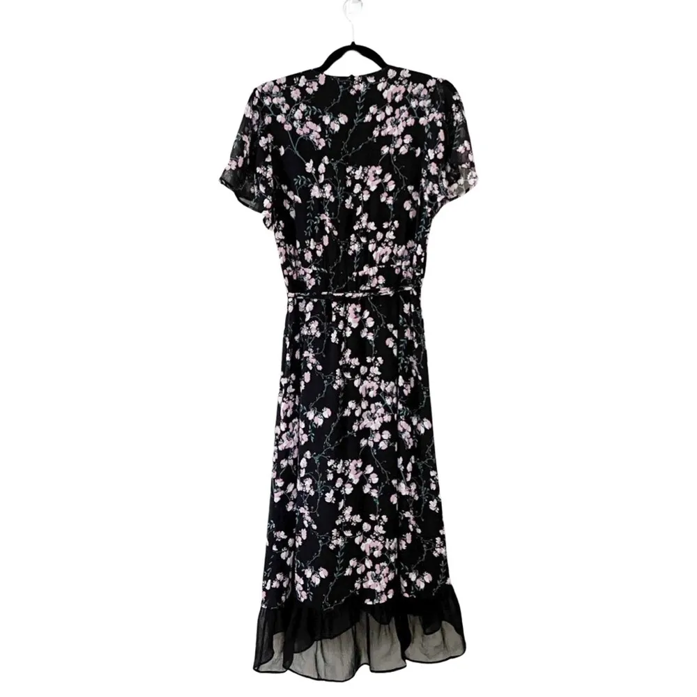PAIGE Palisades Cape Sleeve Silk Floral Dress Black Size Small - Image 32