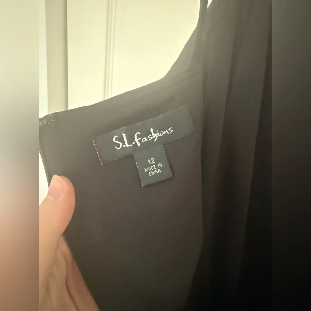 SL Fashions Origami Taffeta Sheath Dress Ruffle One Shoulder Black Dress 12 - Image 6