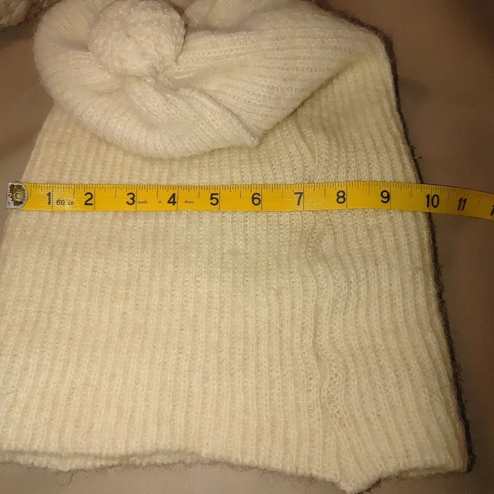 Handmade Vintage Cream Wool Beanie Hat Woven Fringe Scarf Giulia Biondi Italy - Image 3