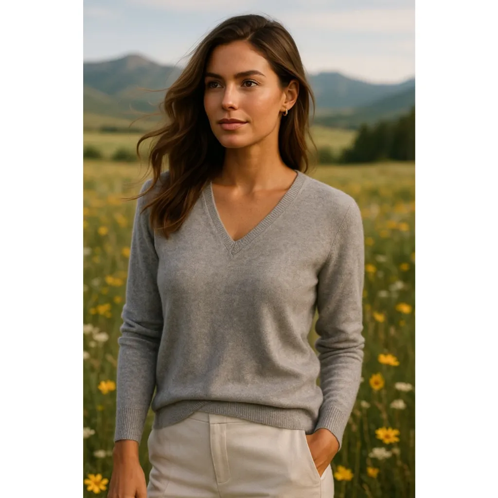 Cashmere Tahari 100% 2 Ply V Neck Sweater XL Quiet Luxury - Image 2