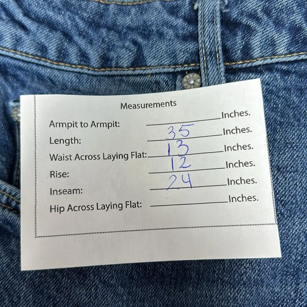 Free People Raw Hem Jeans Blue Denim Mom Straight Leg Hi-Rise Size 28 - Image 10