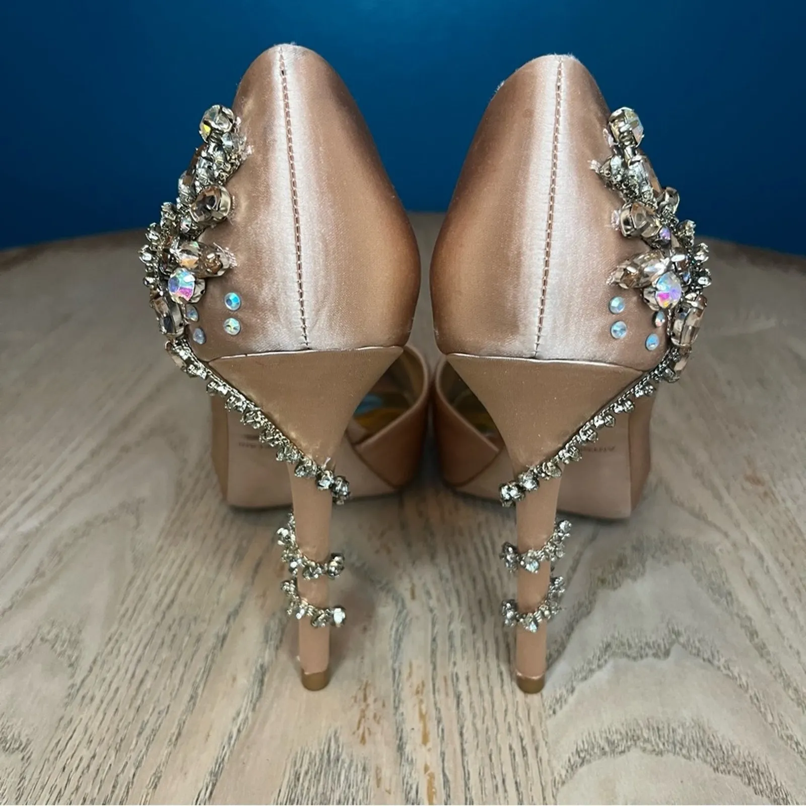 Antonio Melani Carean Bejeweled Peep Toe Pumps Rose Champagne Women’s 8 - Image 4