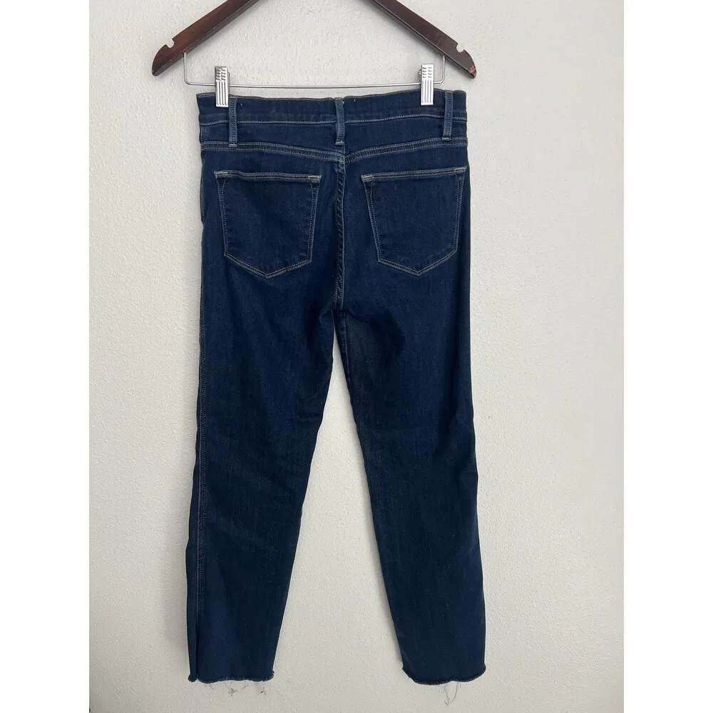 Frame Le High Straight Davin Jeans Raw Hem Dark Wash Size 26 - Image 4