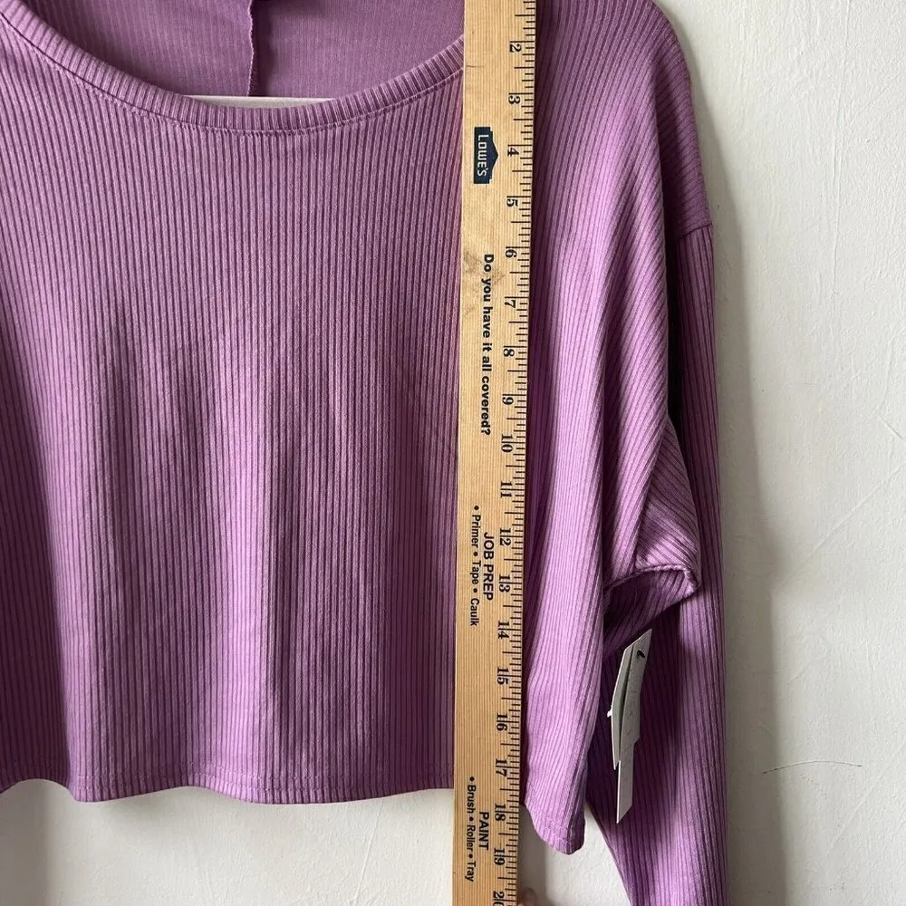 BP 𝅺RIBBED Crop tee top Long Sleeve Purple MEDIUM - Image 7