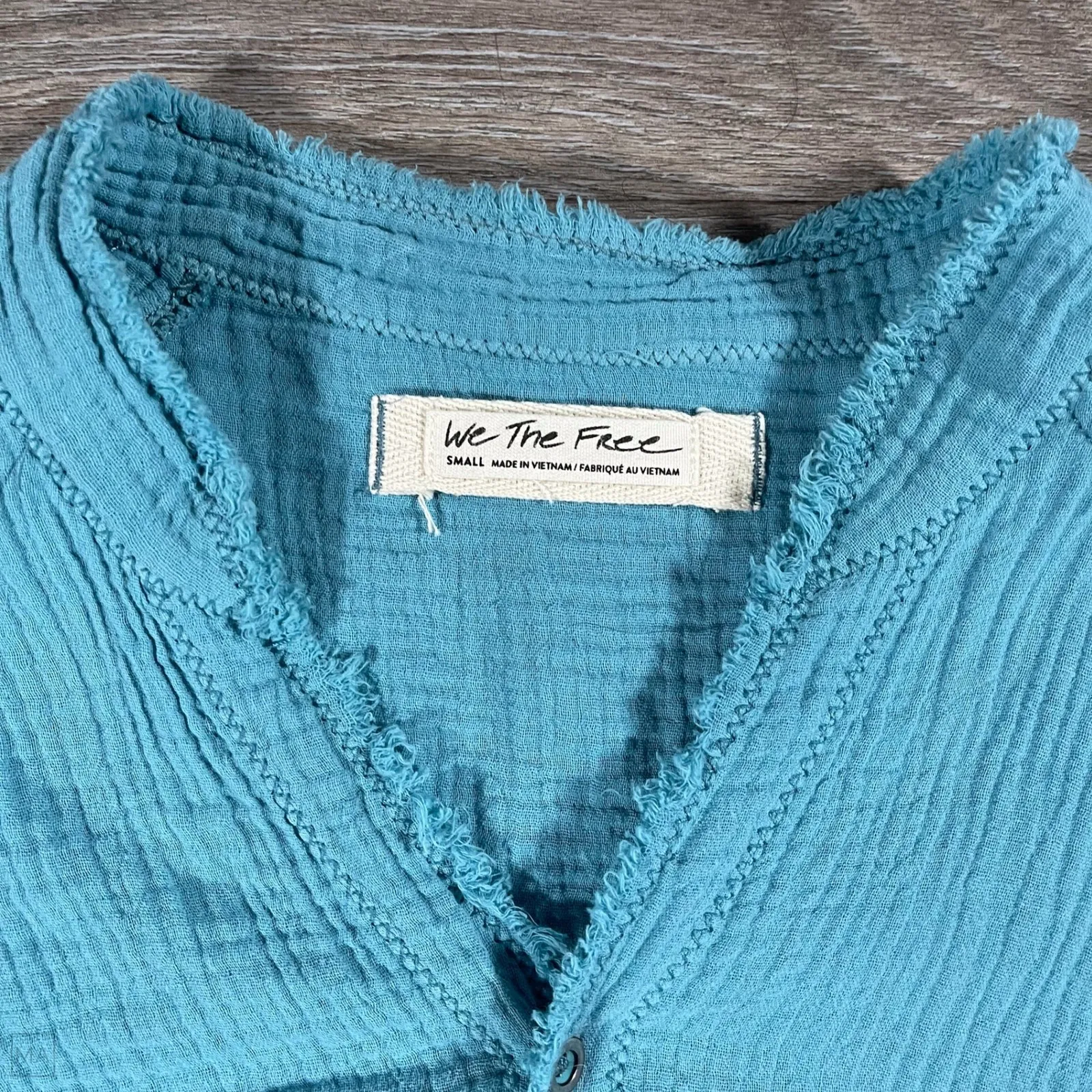 We The Free Free People Womens Blouse Summer Daydream Buttondown Oversized S Blu - Image 2