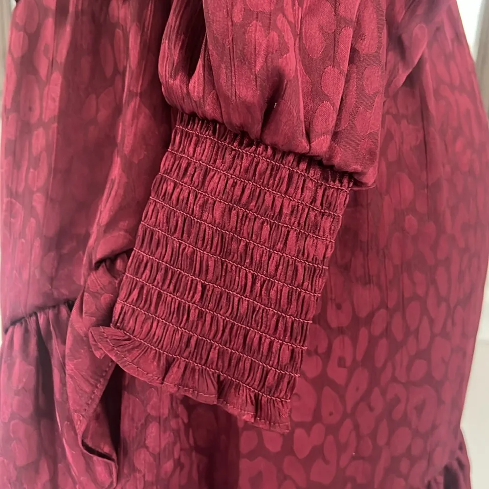 Michael Kors Cheetah Print Long-Sleeve Mini Dress in Red, Size XS NEW w/Tag $165 - Image 13