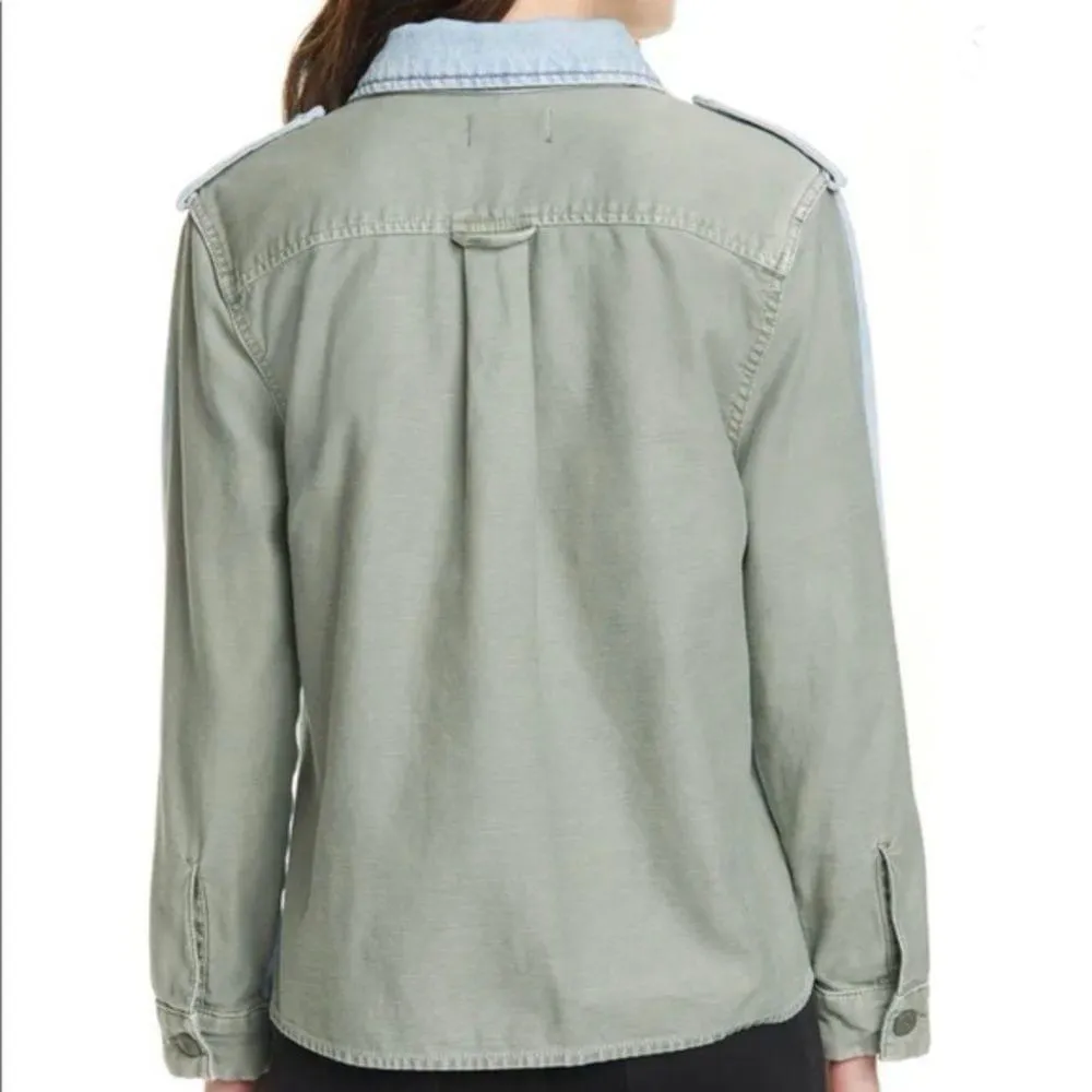 Frame Women's XS Denim Cargo Mix Shirt Jacket - Image 13