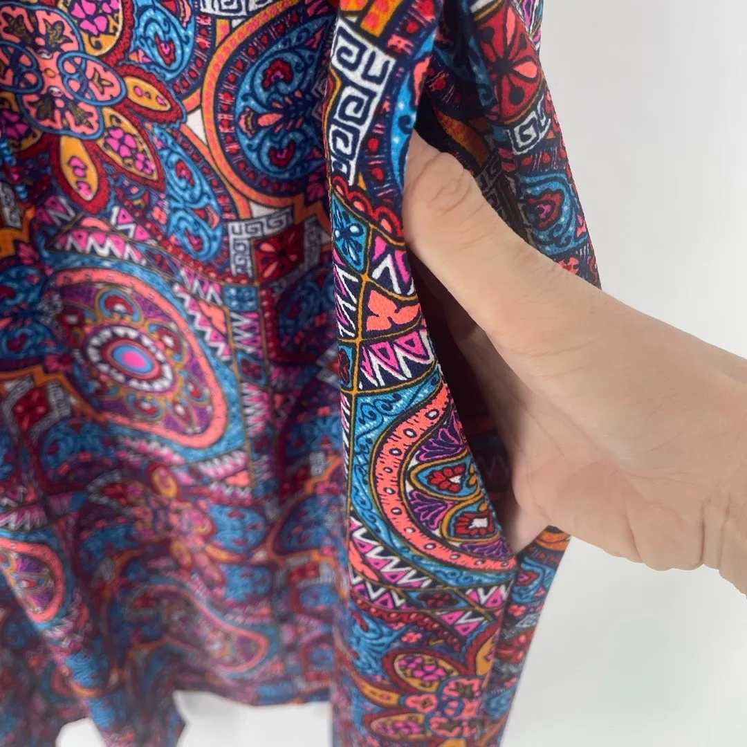 Judith March Colorful Print Open Duster Cardigan size S Festival Boho Retro - Image 6