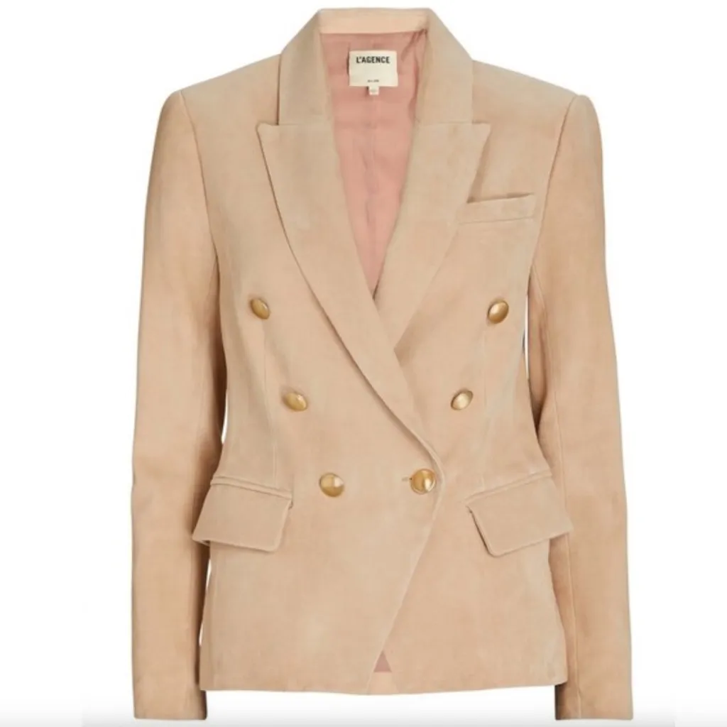 L'Agence Kenzie Double-Breasted Suede Blazer - Image 3
