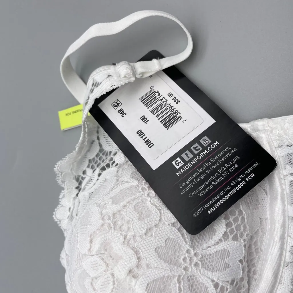 NWT Maidenform 34B White Lace Underwire Bra‎ Bralette Multiway Convertible Strap - Image 4