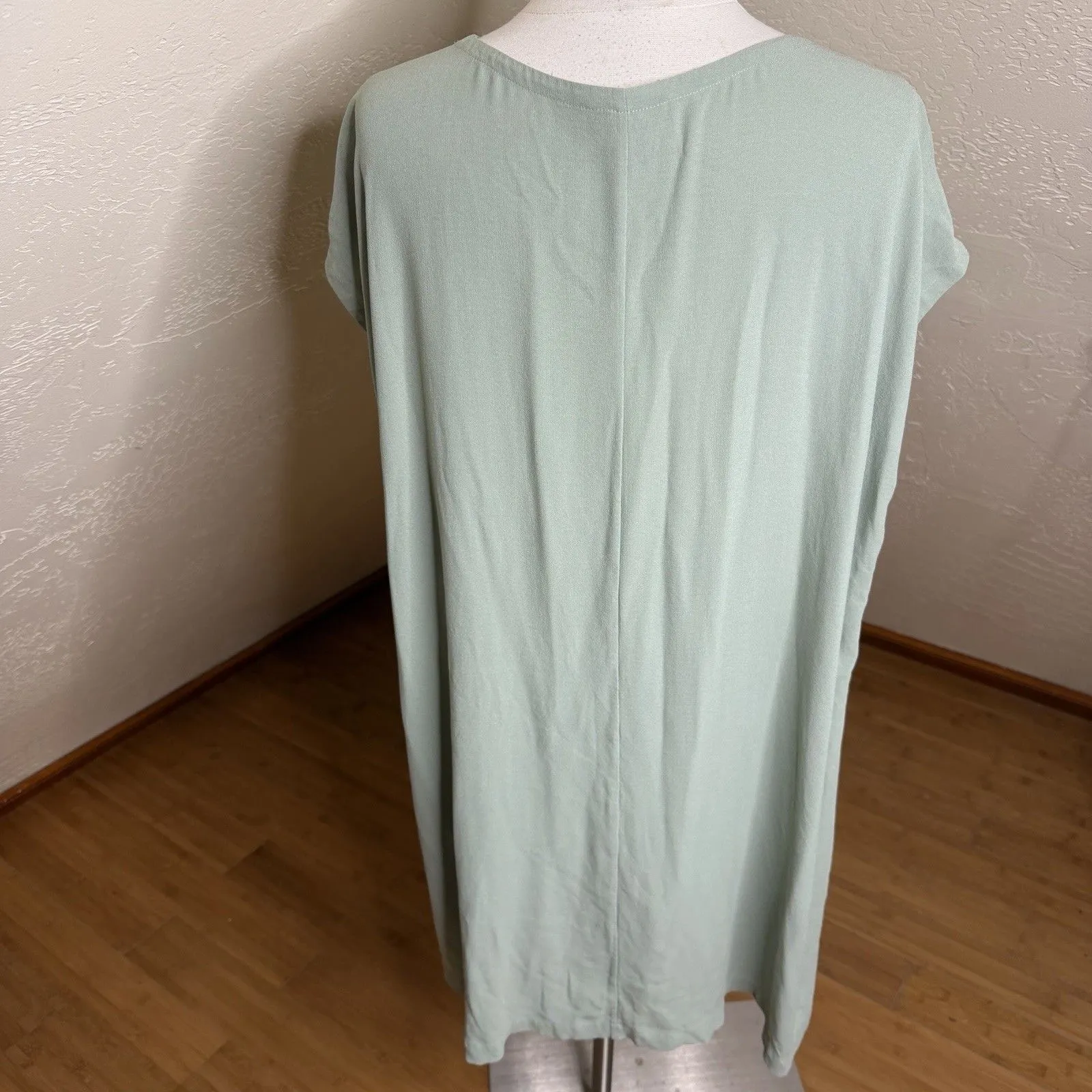 Eileen Fisher Silk Shift Dress Sage Green Quiet Luxury Minimalist XL Pockets - Image 10