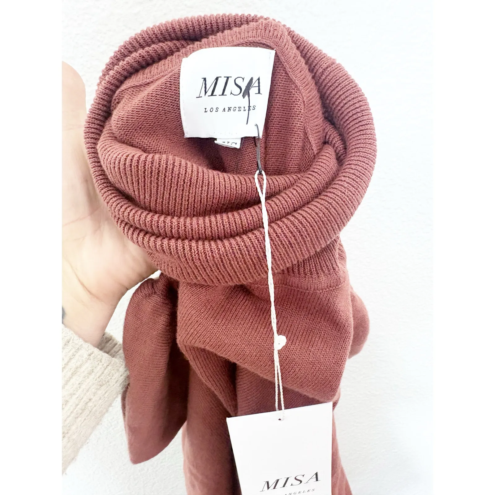 NWT MISA Los Angeles Gabriela Puff Sleeve Turtleneck Top Size XS Brown Knit - Image 6