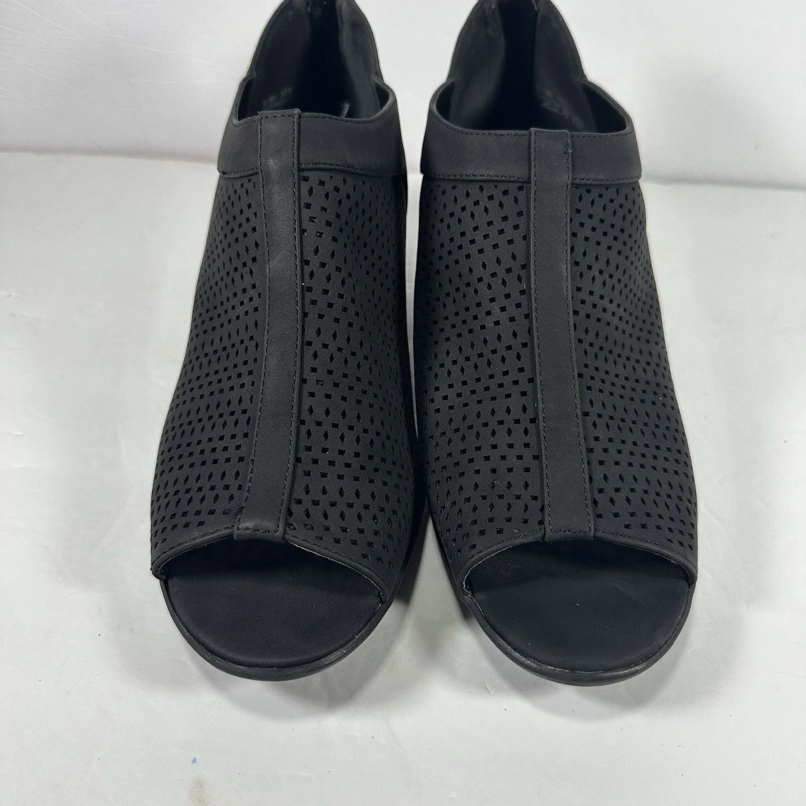 Easy Street Black Perforated Peep-Toe Booties - Women's Size 10N - Image 3