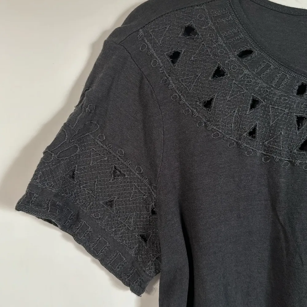 Embroidered Cut Out Top Dark Charcoal Size S - Image 5