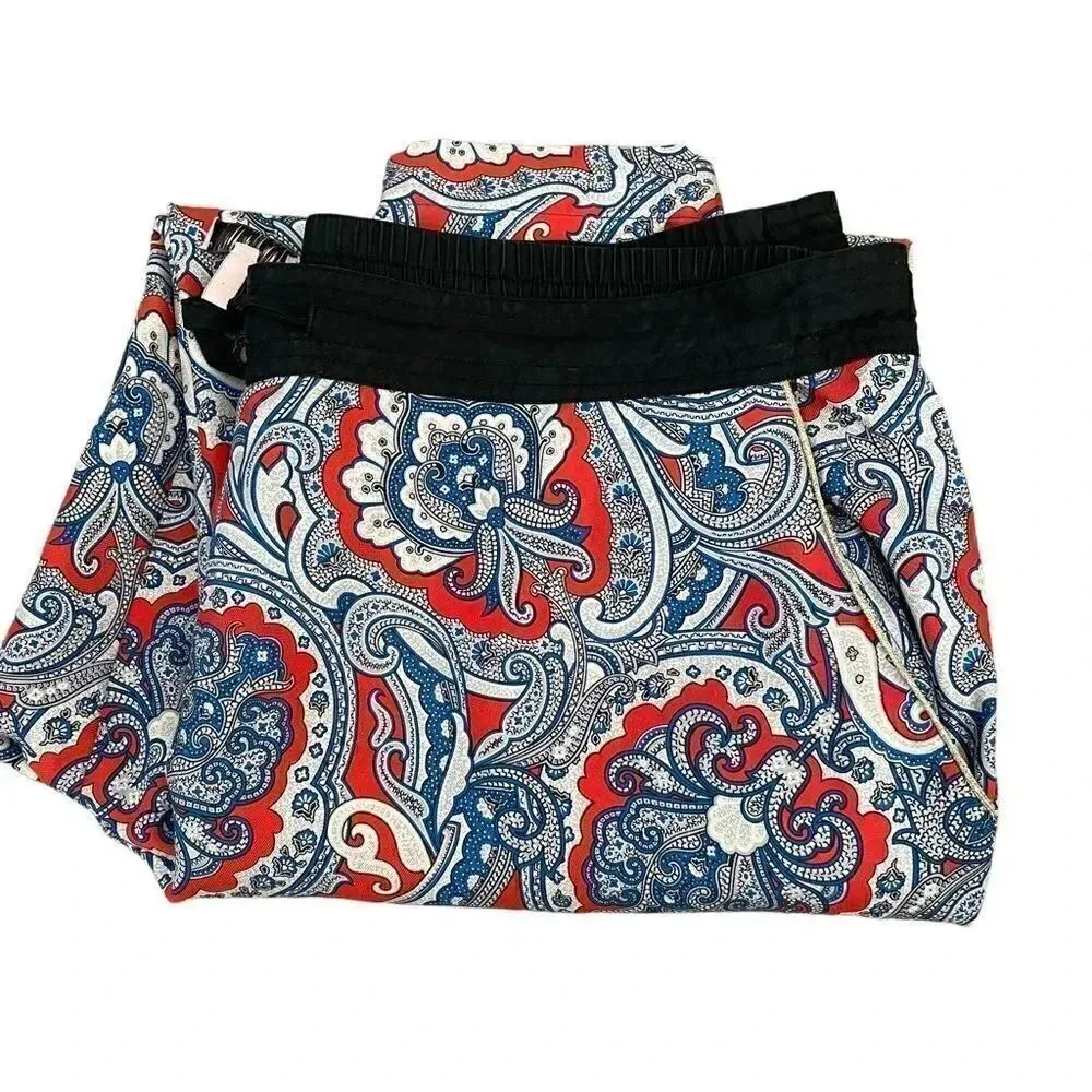 Juicy Couture Paisley Multicolor Silk Lounge Loungewear  Pants Elastic Cuffs M - Image 6