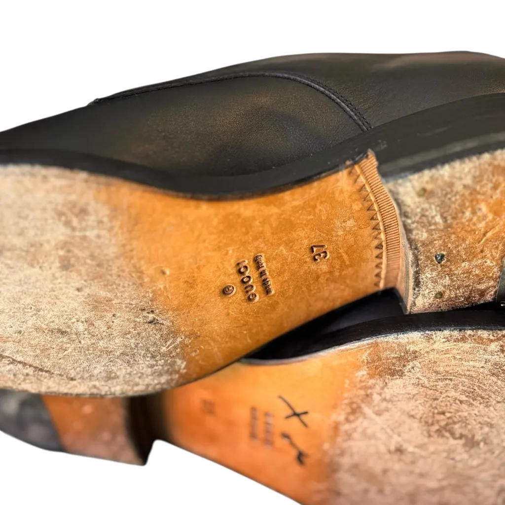 Gucci Studded Black Leather Oxford Shoes EU 37 UK 3.5 Italy COA Lace Up Classic - Image 4