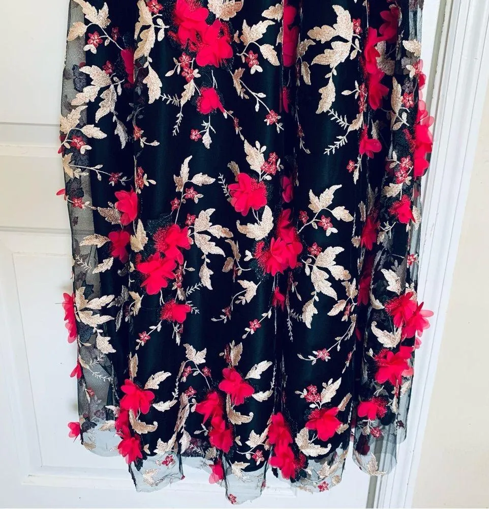 NWOT Alex Marie Embellished Tulle Floral Embroidered Maxi Gown Dress | Size 4 - Image 6