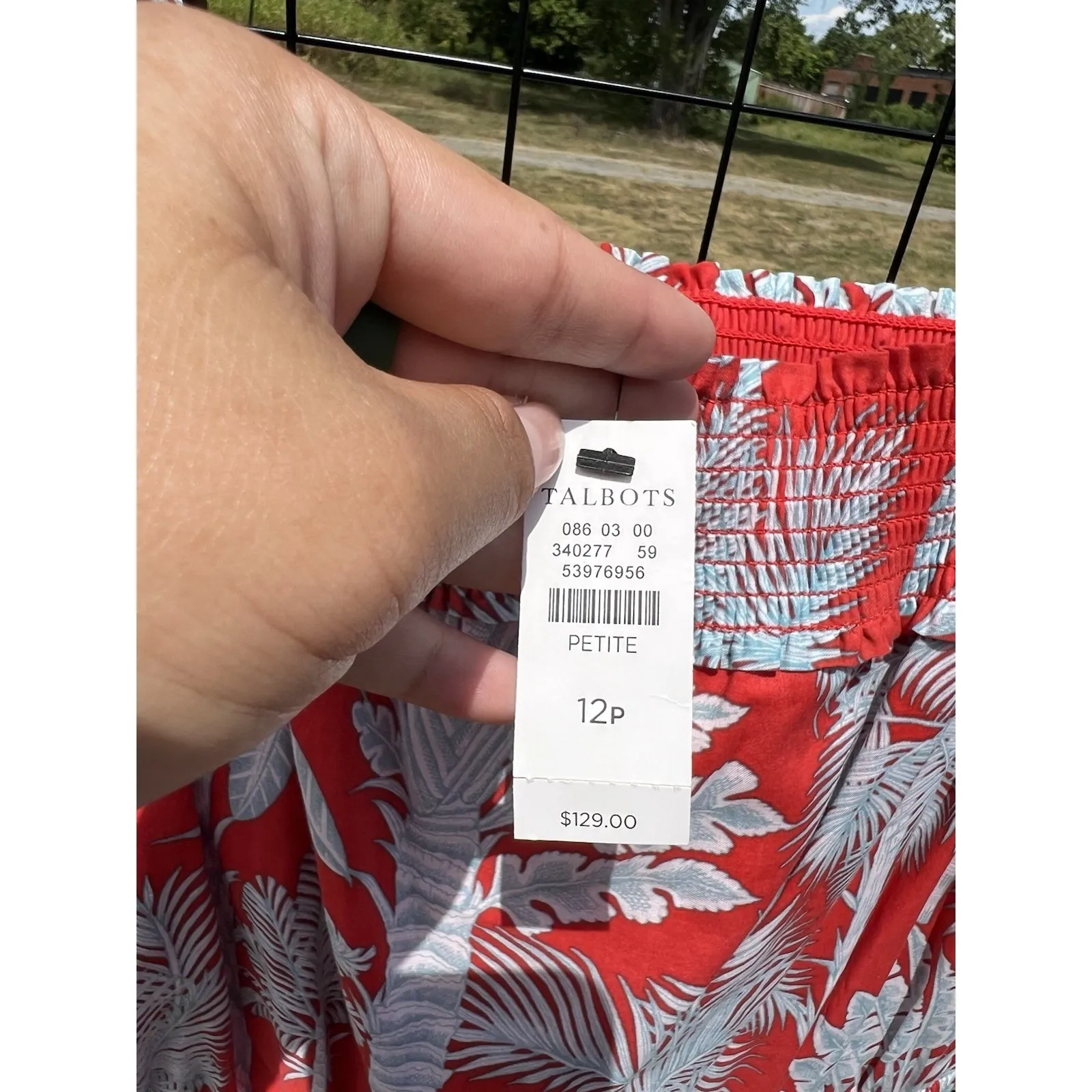 Talbots Womens Oasis Palm Voile Fit & Flare Lightweight Cotton Dress Sz‎ 12P NWT - Image 5