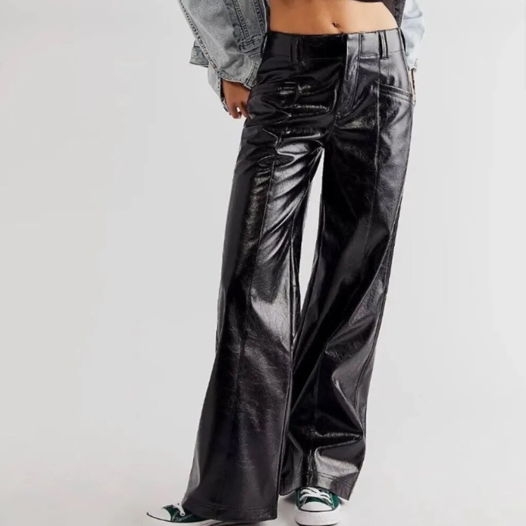 Free People Star-Crossed Lovers Vegan Straight-Leg Pants in Black Size 10 Boho - Image 2