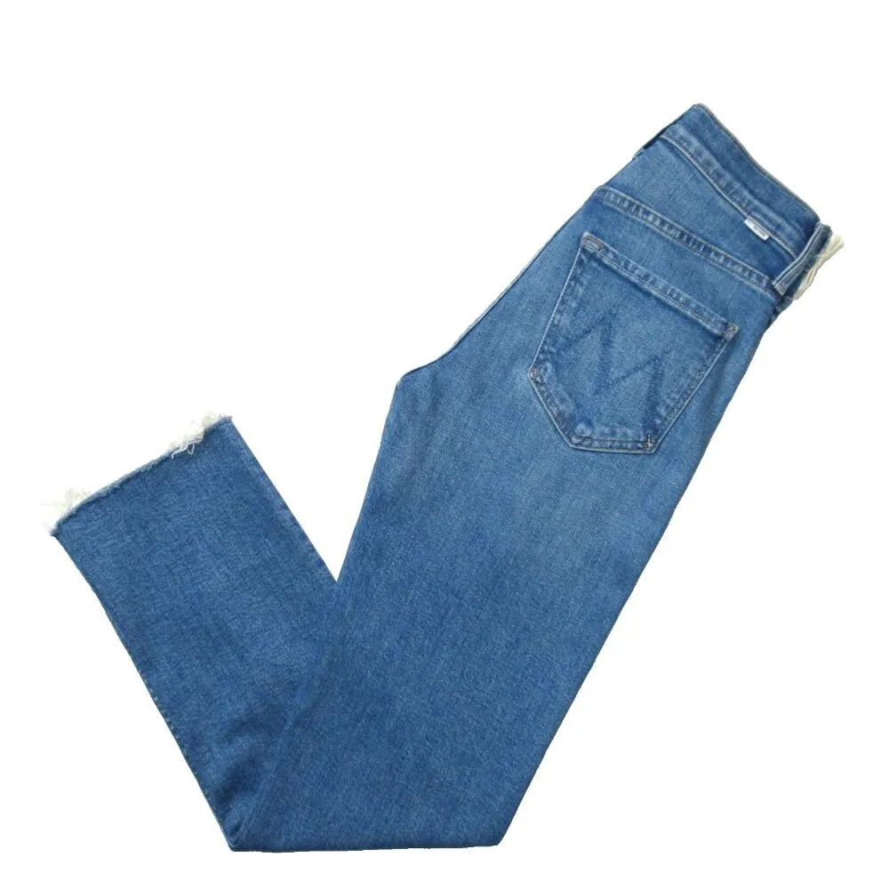 NWT Mother Tomcat Flood Fray in Flag Me Down Straight Crop Stretch Jeans 25 Blue - Image 7
