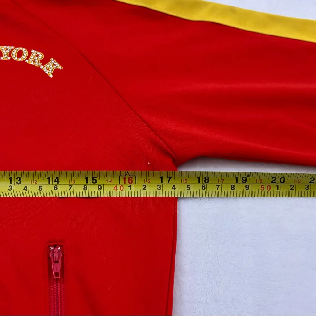 Vintage Joy Jeans New York 22 Bedazzled Full Zip Red & Yellow Jacket Women’s S - Image 4