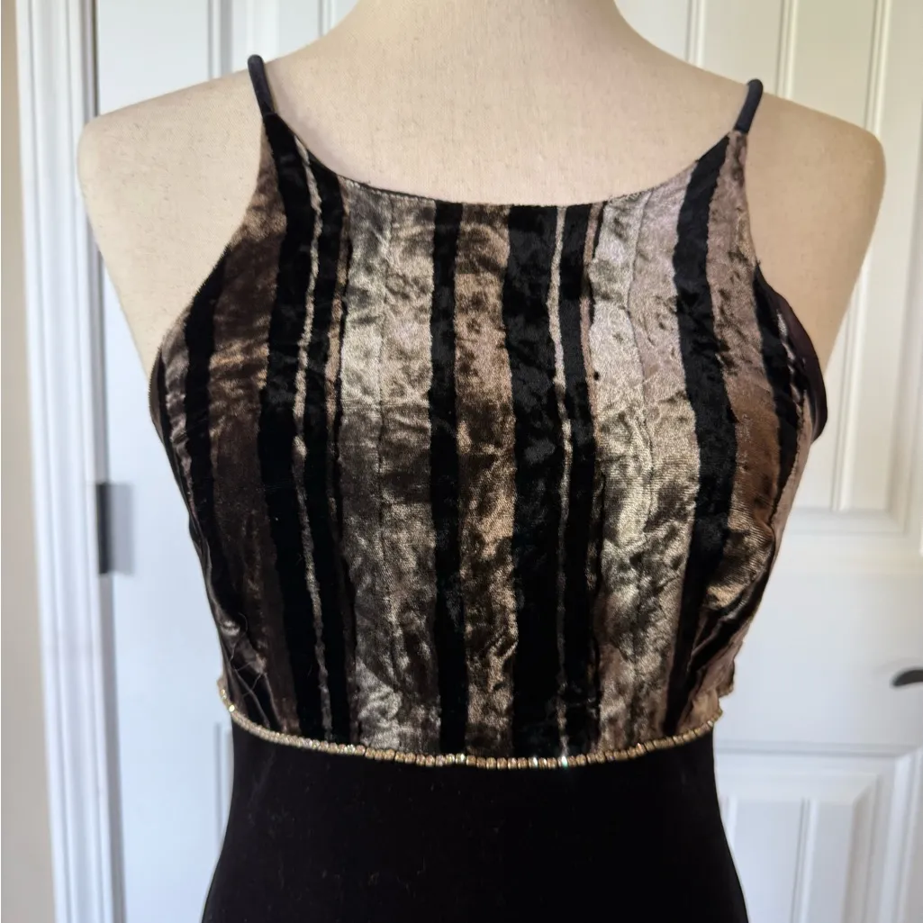 Vintage Betsy & Adam Velvet Maxi‎ Dress Black - Image 3