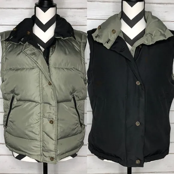 Woolrich Puffer Vest Down Reversible Black Green Size Small - Image 2