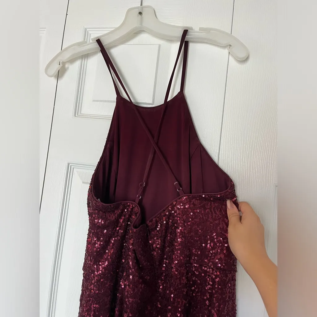 Burgundy Sequin prom dress - Image 4