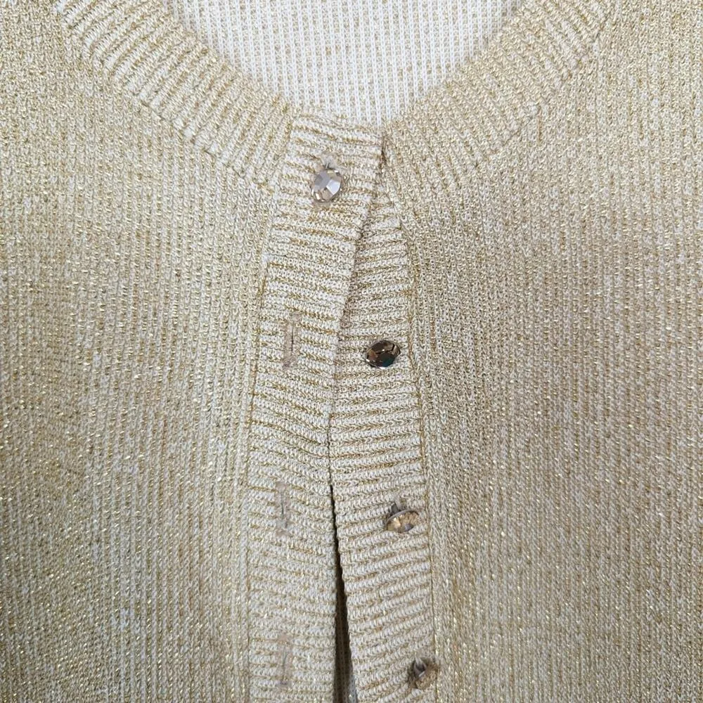 Vintage Tan Gold Button Down Sleeveless Vest - Image 4