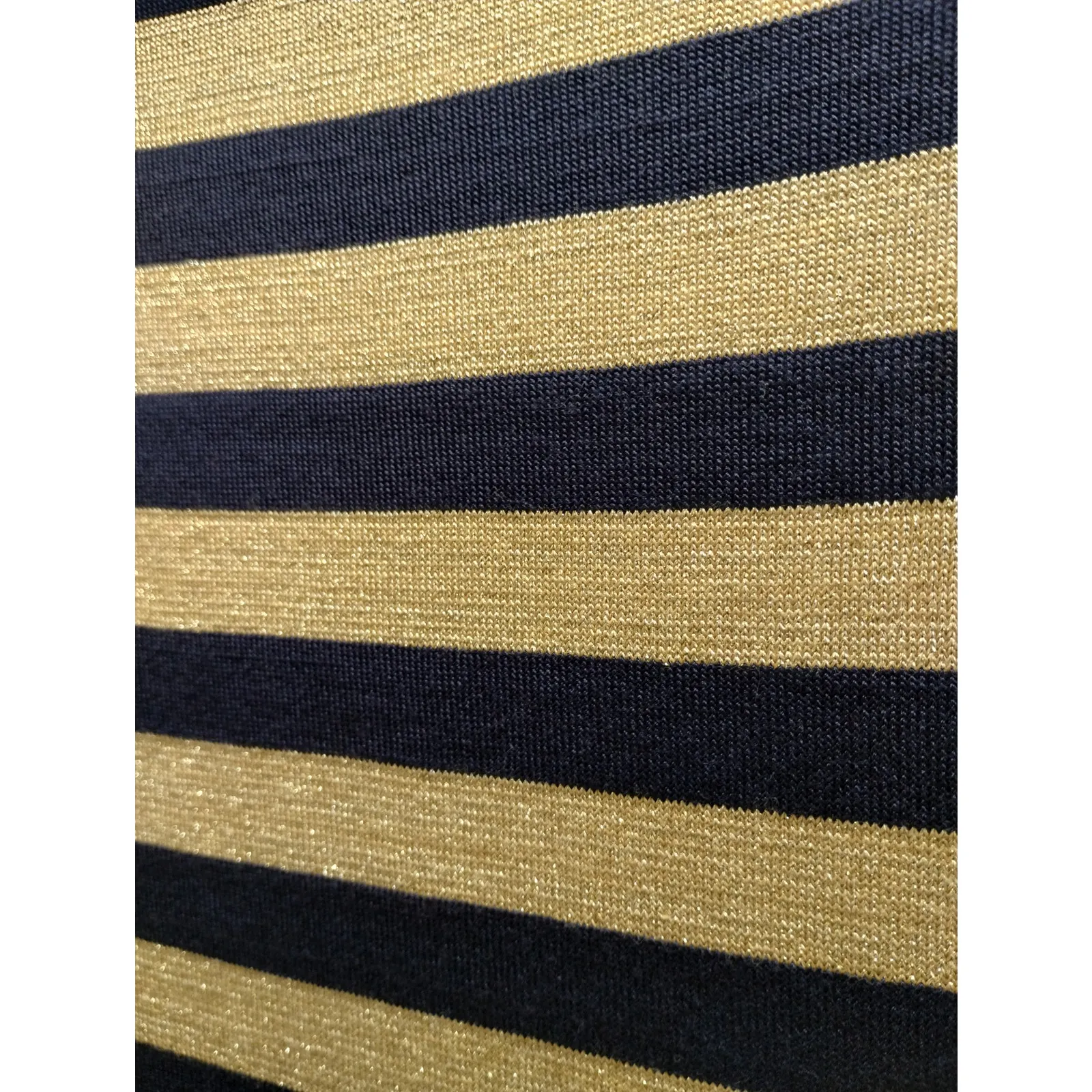 Lauren Ralph Lauren Size Small Gold Metallic & Navy Blue Striped Shift Dress - Image 2