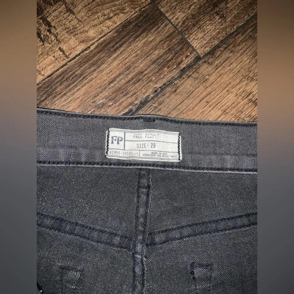 Free people wide leg bell bottom denim spring  grey black we the free boho jean - Image 4