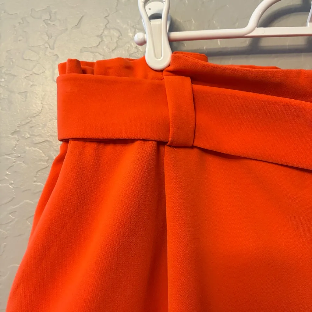 Nine West the paperbag waist belted shorts in fresh lava orange color size XL - Image 8
