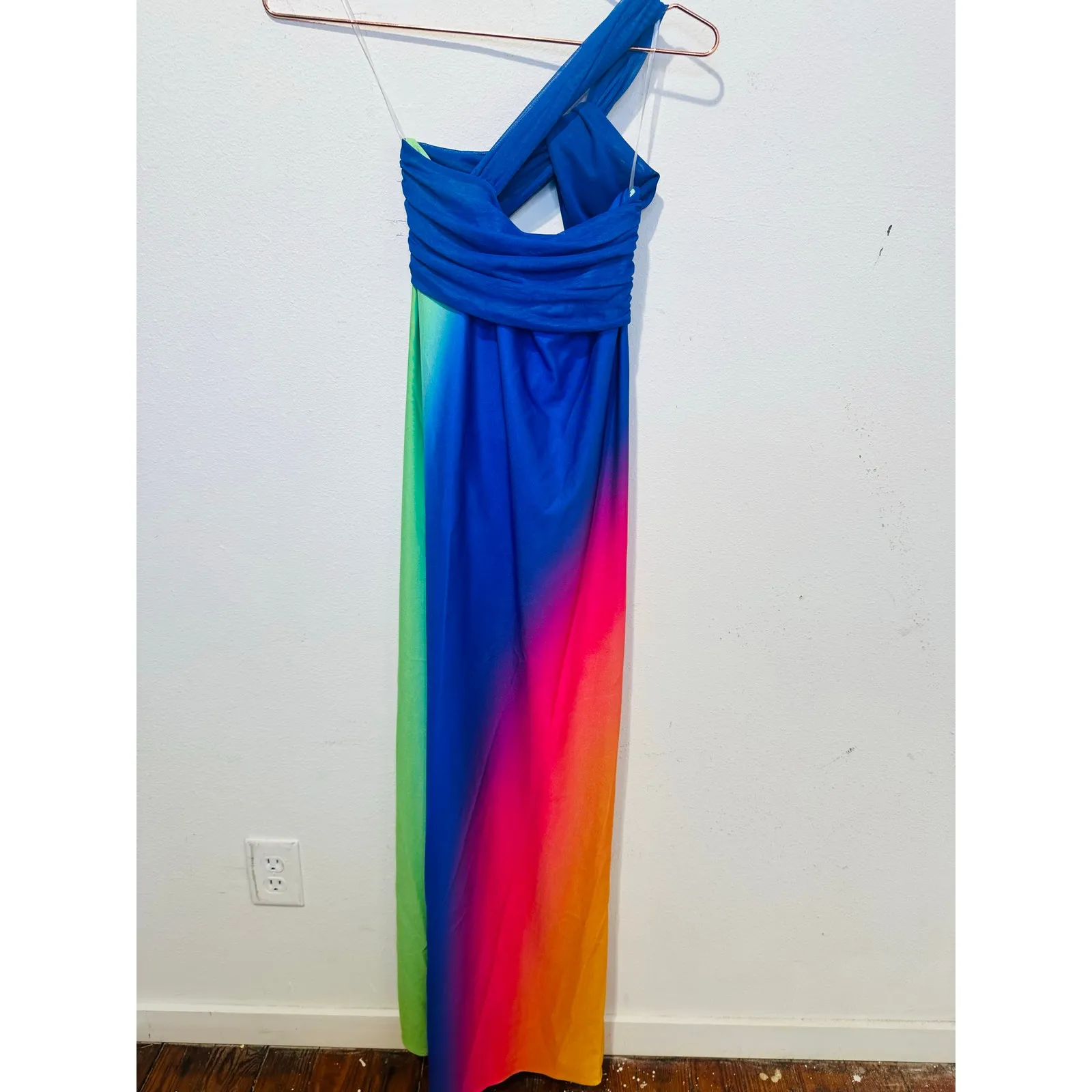 NWT BAOBAB Multicolor Ombre One Shoulder Front Cutout Eliza Maxi Dress Size S - Image 6