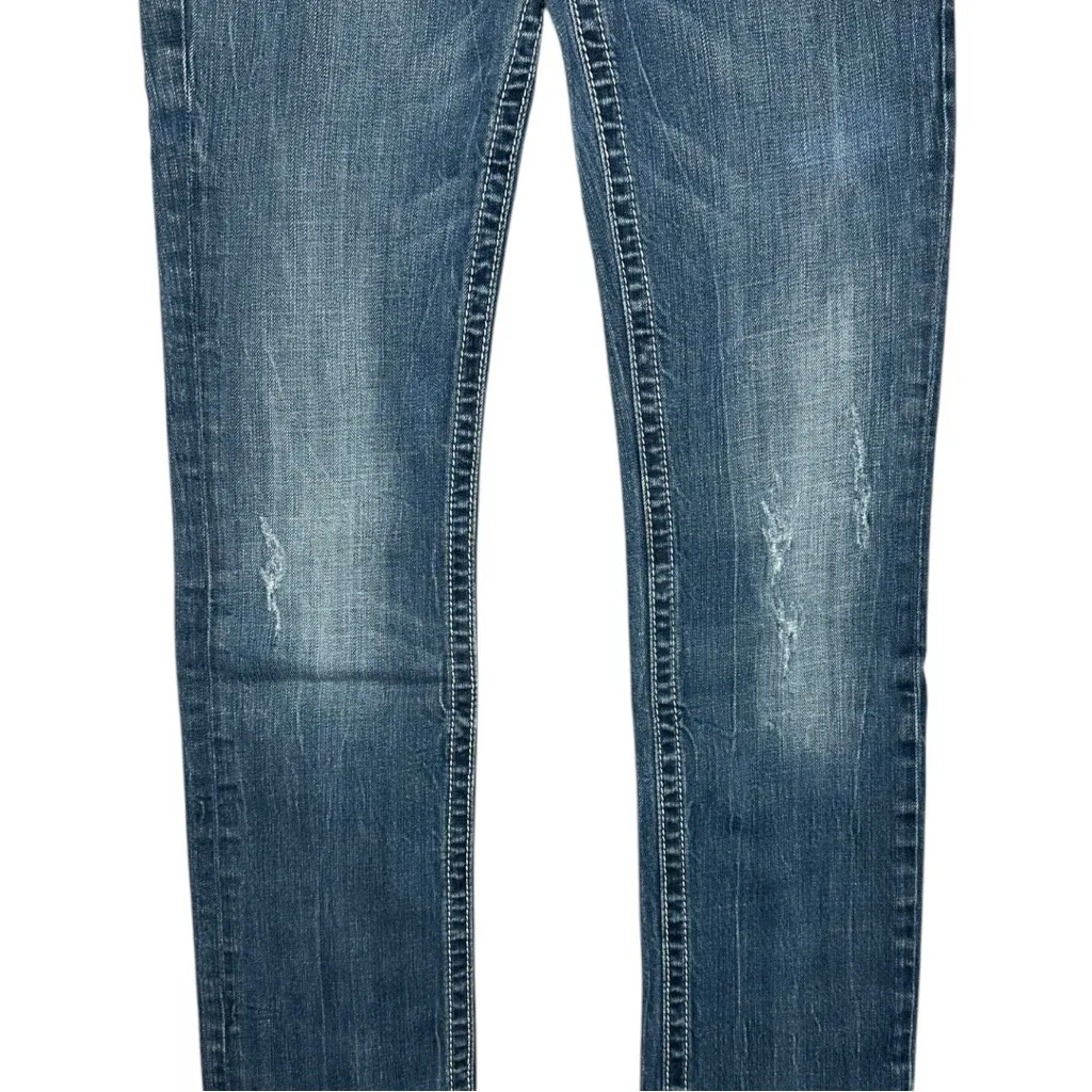 Miss Me Straight Bling Belt Rhinestone Studded Distressed Jeans Size 29 - Image 4