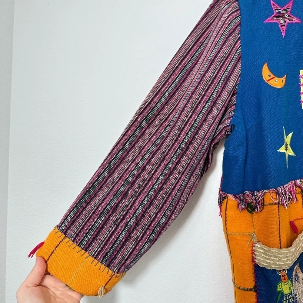 Vintage Maggie Barnes Bright Embroidered Patchwork Art to Wear Coat Size 2X - Image 11