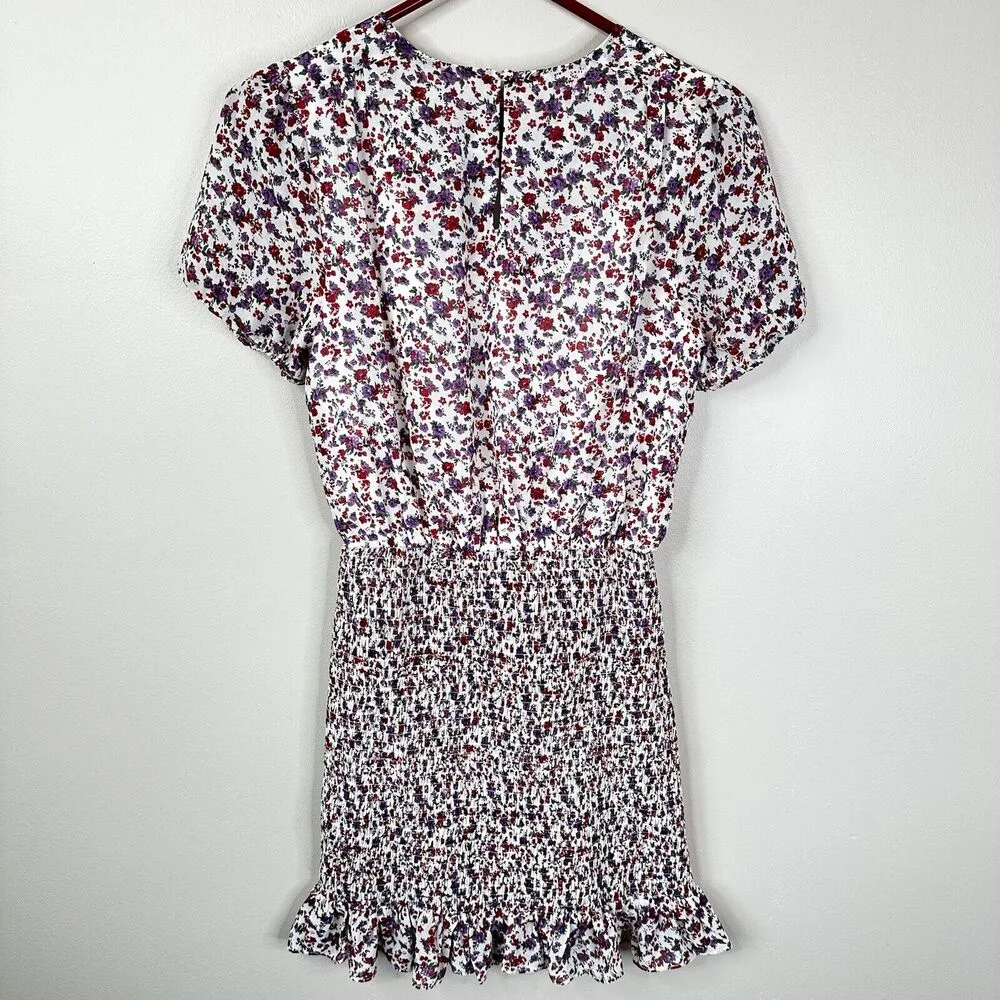 NEW Urban Outfitters Lulu Shirred Smocked Floral Ruffle Mini Dress Womens Small - Image 5