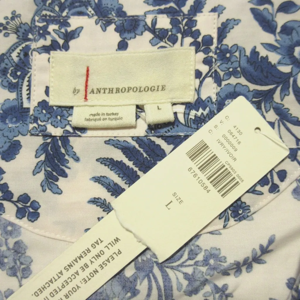 NWT Anthropologie Somerset Maxi in Ivory Blue Floral Tiered Cotton Dress L - Image 5