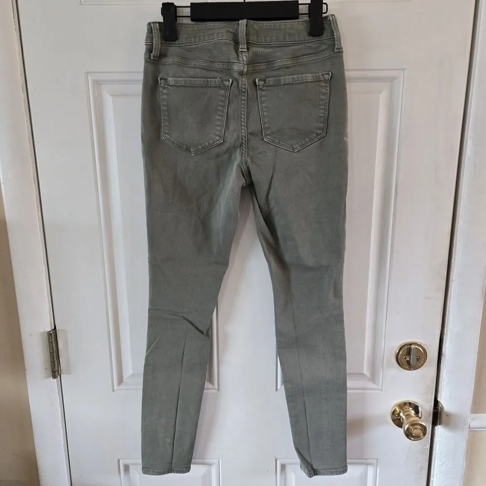 Old Navy Mid Rise Size 2 Distressed Skinny Jeans Olive Green - Image 4