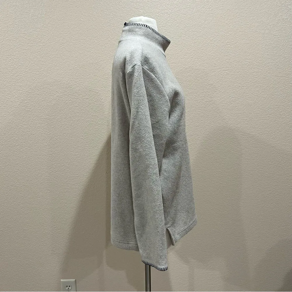 NorthCrest Fall Leaves Fleece Mock Neck Pullover Size Medium Red - Image 8